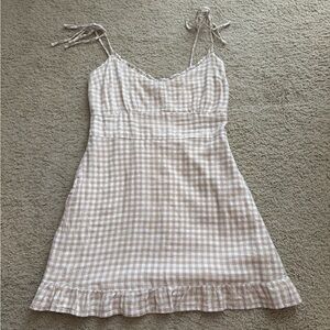 Abercrombie & Fitch Beige Checkered Mini Dress